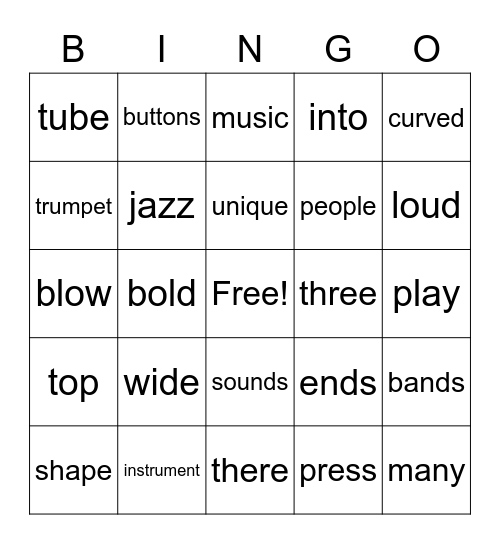Trumpets Bingo Card
