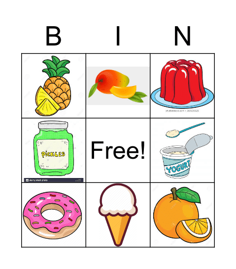 Snack Time! Bingo Card