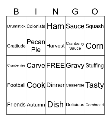 Thanksgiving Bingo Card