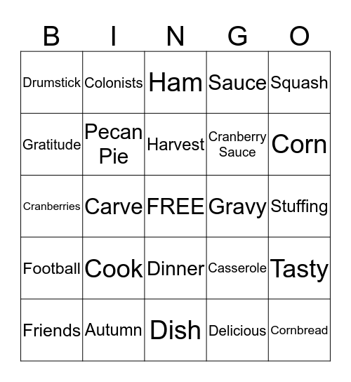 Thanksgiving Bingo Card