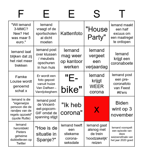 Feest #6-coronabingo, deel 2 Bingo Card