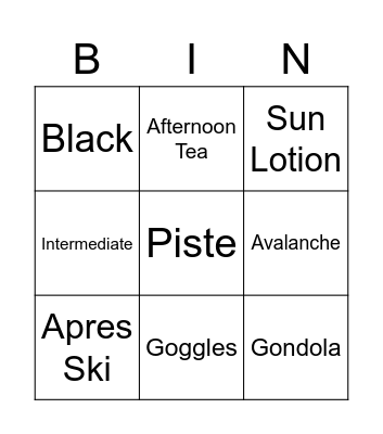 SKI Bingo Card