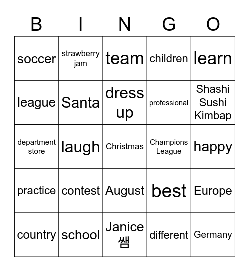 IS Bingo Card