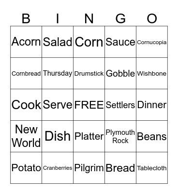 Thanksgiving Bingo Card