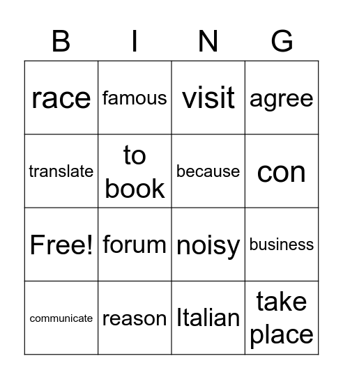 Gr 7 Lesson 3A / 3B Vocab Review Bingo Card