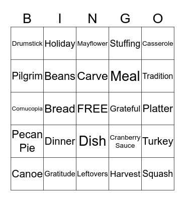 Thanksgiving Bingo Card