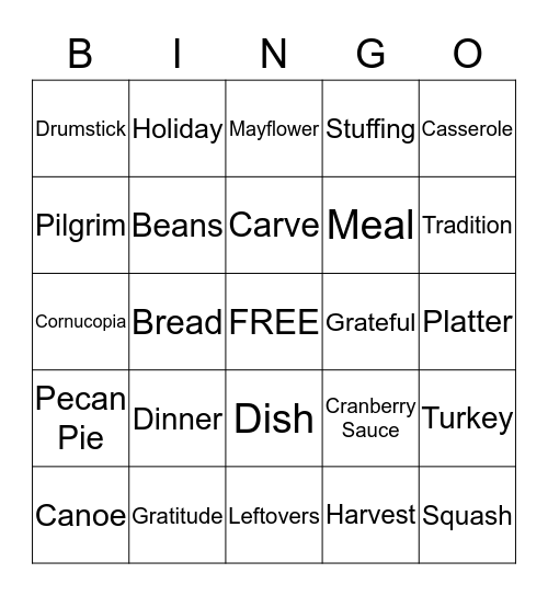 Thanksgiving Bingo Card