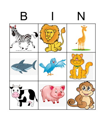 Animal Bingo Card