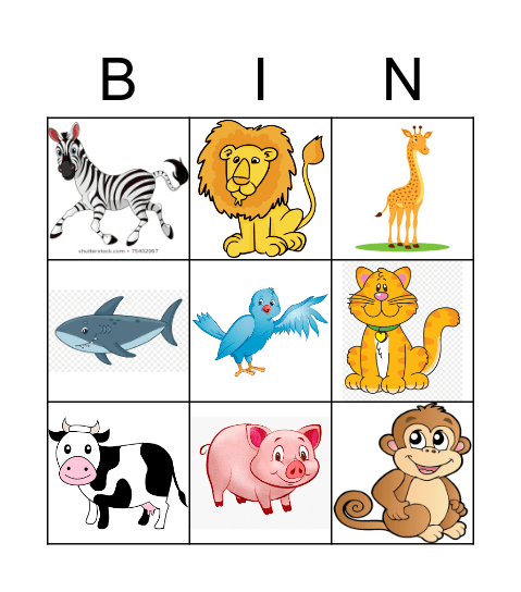 Animal Bingo Card
