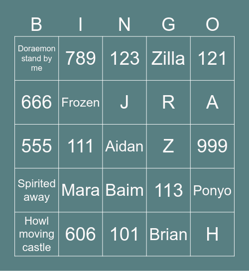 Helenaaaaaaa Bingo Card