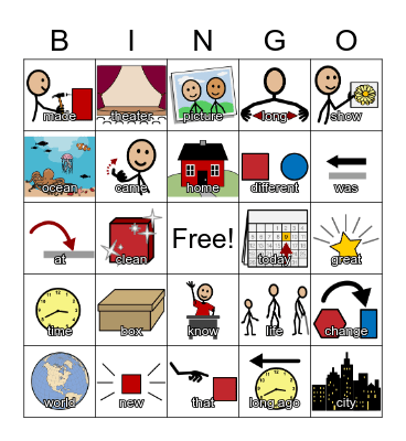 November Unit Vocabulary Bingo Card