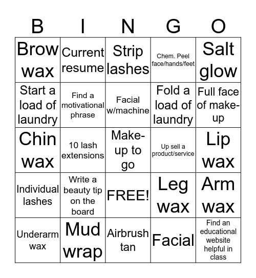 Mrs. A's bingo Card