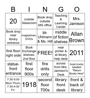 Library Bingo Card