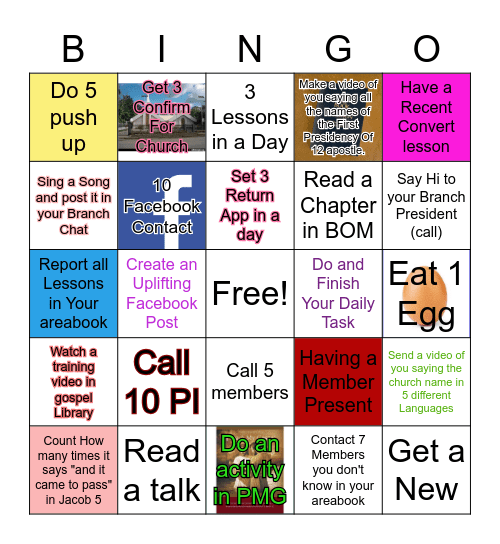 Missionary Bingo Card