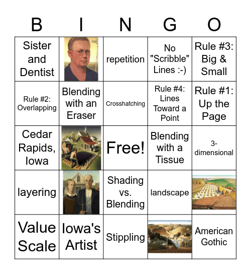 Grant Wood - Space & Distance Bingo Card