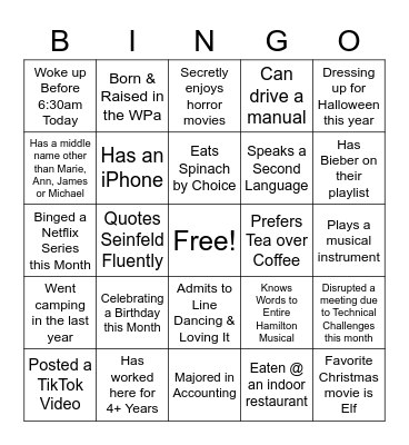 Team Lude's Bingo Card