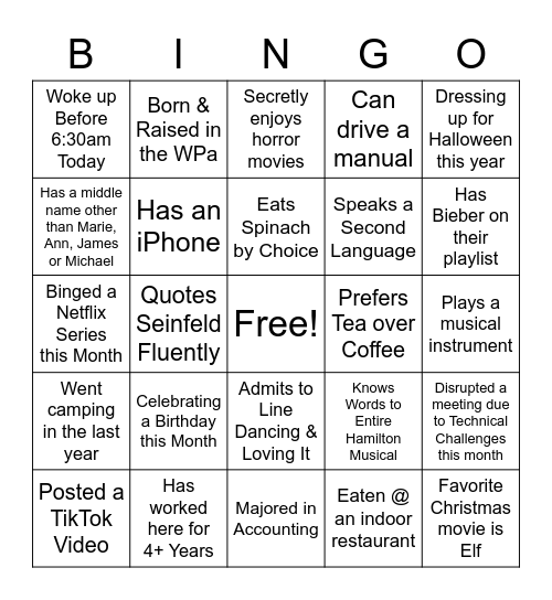 Team Lude's Bingo Card