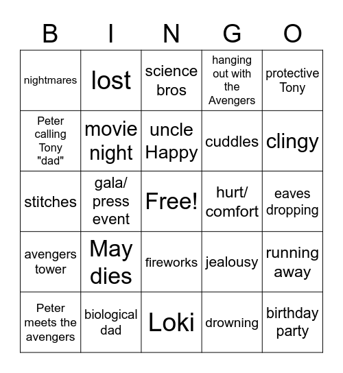 Irondad Bingo Card