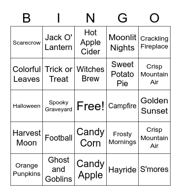 Autum Bingo Card