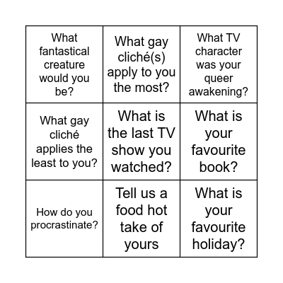 Family Bingo! Bingo Card