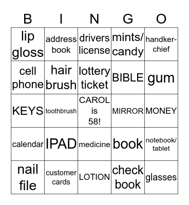 H        A  N  D  B  A  G Bingo Card