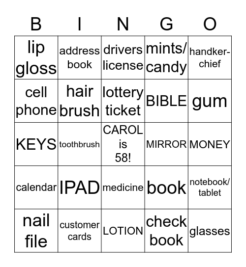 H        A  N  D  B  A  G Bingo Card