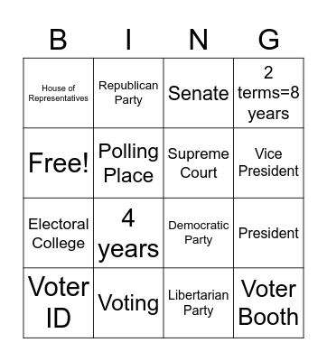 Voting Bingo Card