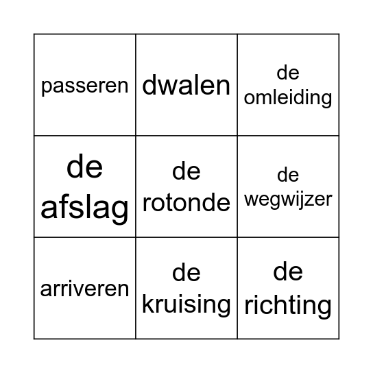 Onderweg Bingo Card