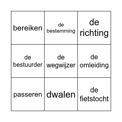 Onderweg Bingo Card