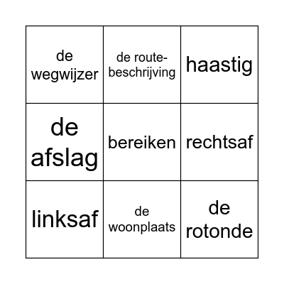 Onderweg Bingo Card