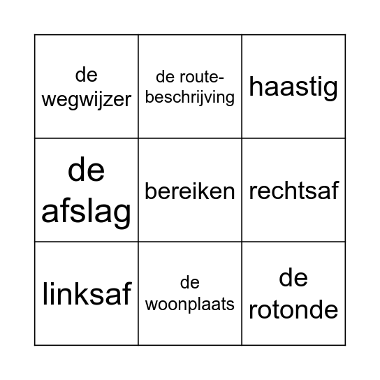 Onderweg Bingo Card