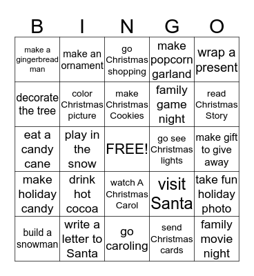 CHRISTMAS 2014 Bingo Card