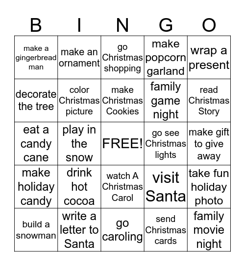 CHRISTMAS 2014 Bingo Card