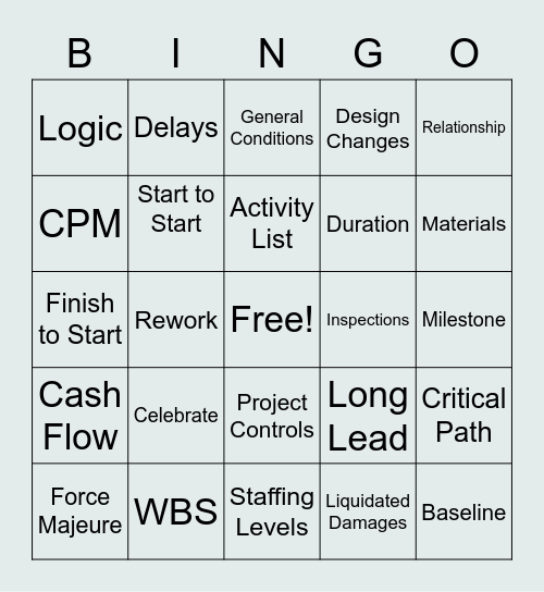 Scheduling Bingo Card