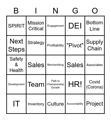 #OneTeam Rhythm Nation Bingo Card