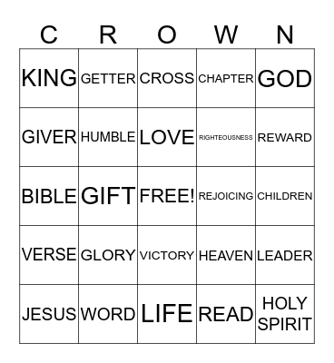 Give King Jesus the Glory! Bingo Card