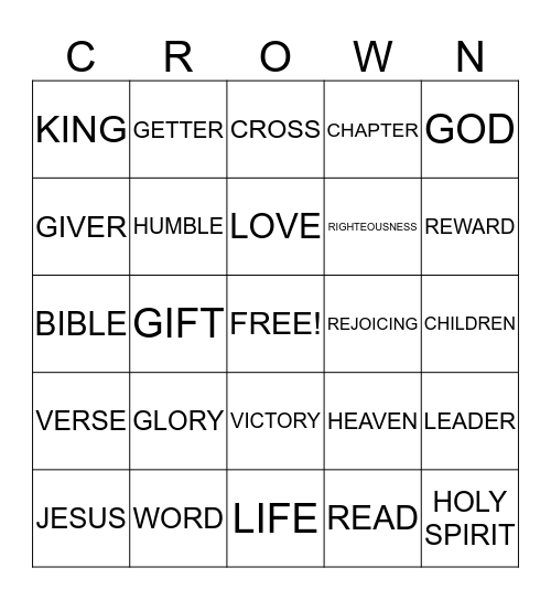 Give King Jesus the Glory! Bingo Card