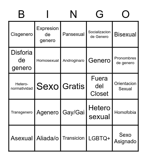 LGBTQ Bingo Card