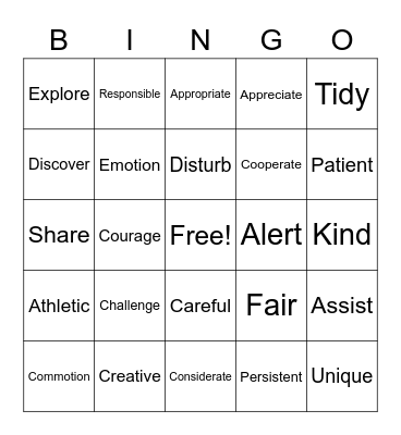 PREK BINGO WOO HOOO Bingo Card