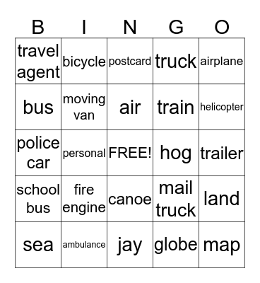 From Here To There Bingo Card