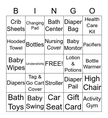 Baby Speedy Shower Bingo Card