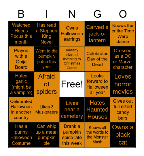 Halloween Bingo Card