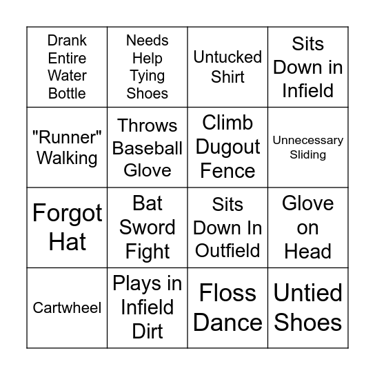 TEE BALL BINGO Card