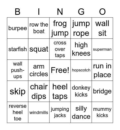 OT movements Bingo Card