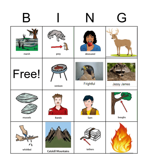 My Side of the Mountain Bingo Card