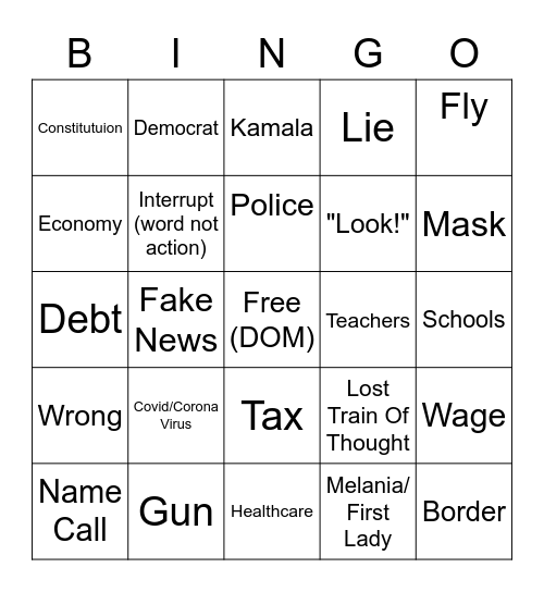 DEBATE BINGO Card