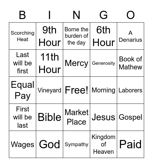 Bible Bingo Card