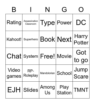 Fandom Frenzy Club Bingo Card