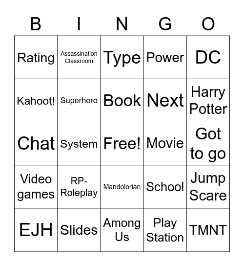 Fandom Frenzy Club Bingo Card