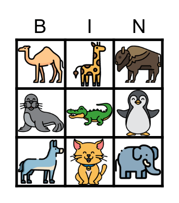 ANIMALS Bingo Card